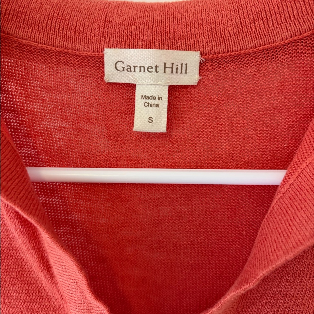 Garnet Hill Sleeveless Linen Polo Knit Top in Coral - Picture 2 of 3